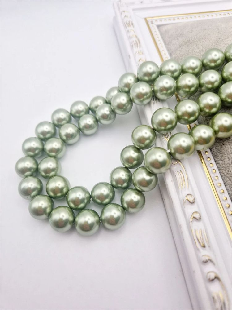 Perle tip Mallorca, verde 12mm - 1 buc [1]