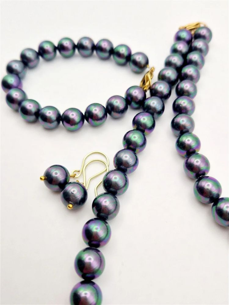 Set din perle Mallorca, hematit [3]