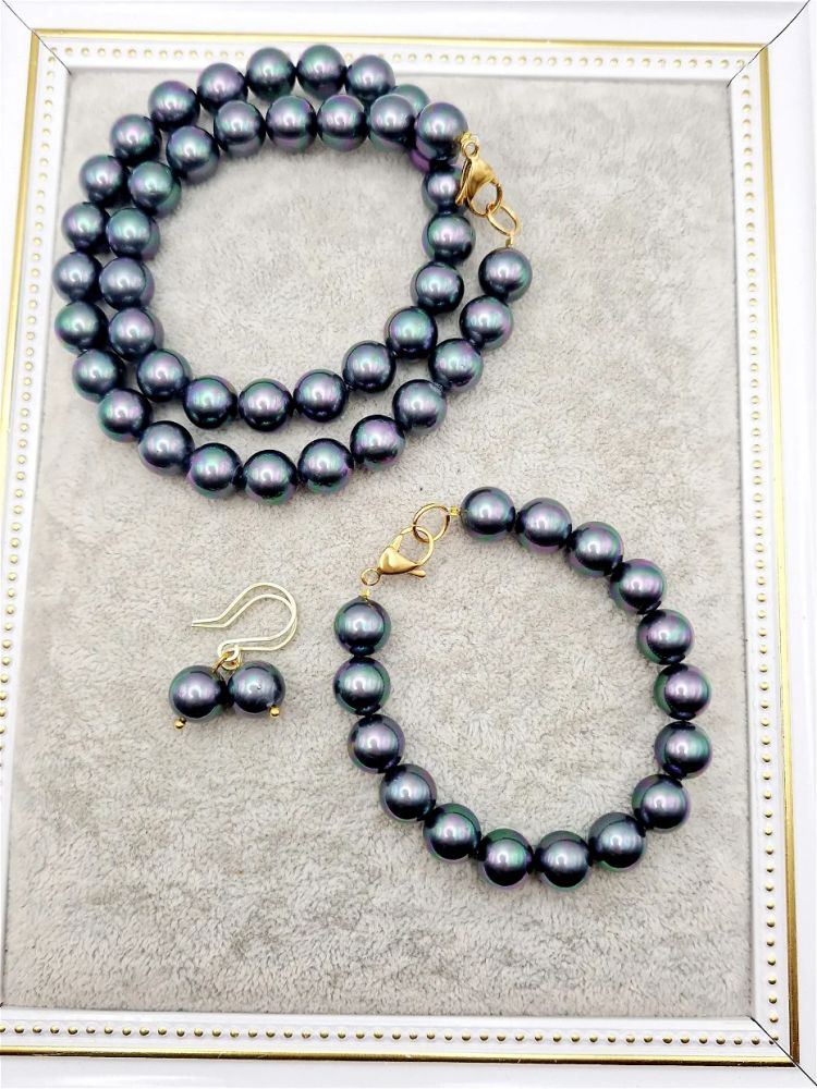 Set din perle Mallorca, hematit [4]