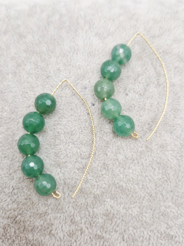 Cercei - Cercei realizati din sfere de Aventurin fatetat și sârmă de cupru placată cu aur 14k.