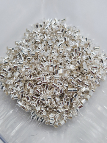 Aliaj argintiu deschis - Crimpi argintiu deschis tubulari 2mm -1 gram