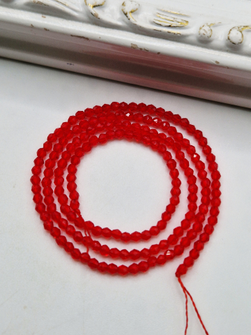 Cristale rondele 2mm - Cristale rosu transparent de 2mm, se vinde la sirag scurt de 18cm.
