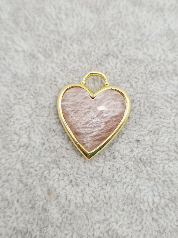 PANDANTIVE - Pandantiv inima in rama aurie din piatra soarelui