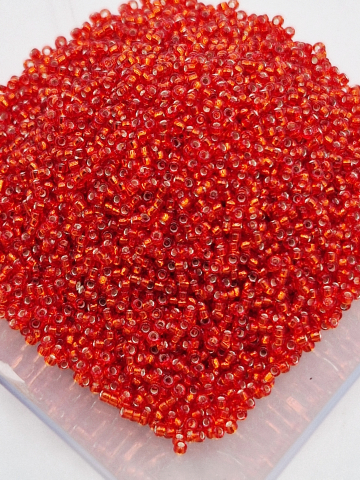 Miyuki 15/0 - Miyuki 1.5mm Flame Red Silver Lined - 5 g Orificiu 0.7mm Aprox. 1347 bucăți