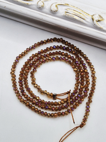 Cristale rondele 2mm - Cristale rondele de 2mm, maro transparent - 1 sirag 18cm