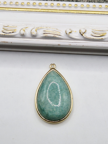 PANDANTIVE - Pandantiv picatura aventurin in rama aurie