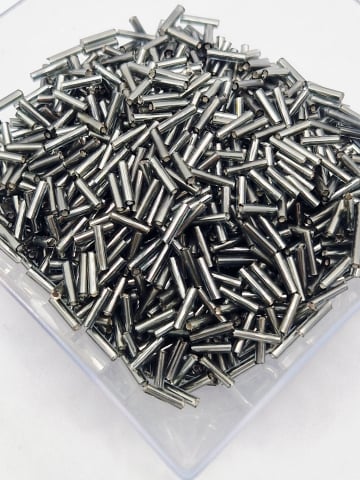 Mărgele de nisip/sticlă 2mm - Mărgele de nisip tubulare, gri petrol - 20g
