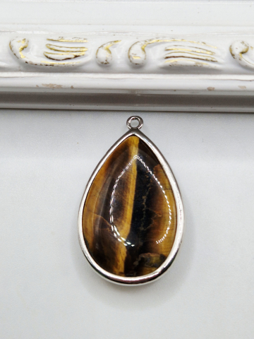 PANDANTIVE - Pandantiv picatura ochi de tigru in rama argintie