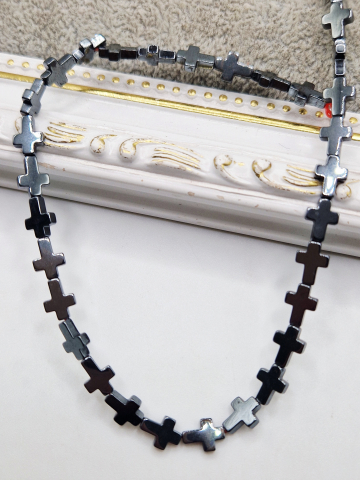 Hematit - Hematit cruce negru 8x6mm - 1 buc