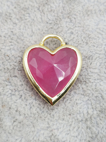 PANDANTIVE - Pandantiv inima in rama aurie din cuart roz