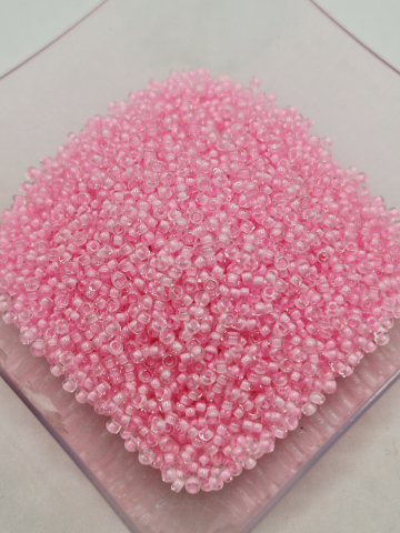 Miyuki 11/0 - Miyuki 2mm, Pink Lined crystal, 5g