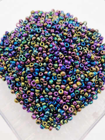 Mărgele de nisip/sticlă 2mm - Margele de nisip negru perlat 2mm