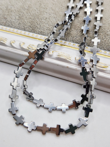 Hematit - Cruce hematit argintiu 8x6mm 