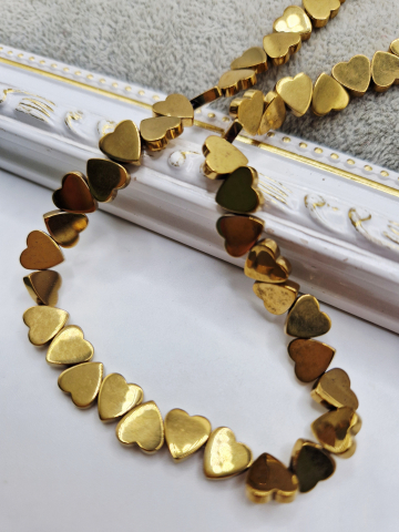 Hematit - Inima hematit aurie orizontala 8mm