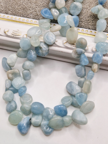 Acvamarin - Acvamarin nugget mare 10..15x8..10mm - 1 sir 40cm