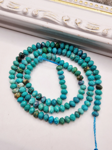 PIETRE SEMIPRETIOASE - Turcoaz rondele fatetate 4x3mm