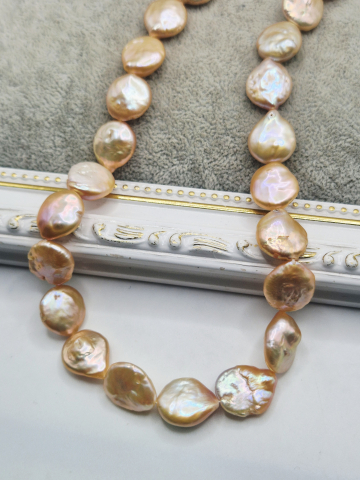 Perle - Perla banut roz somon 16x13mm.