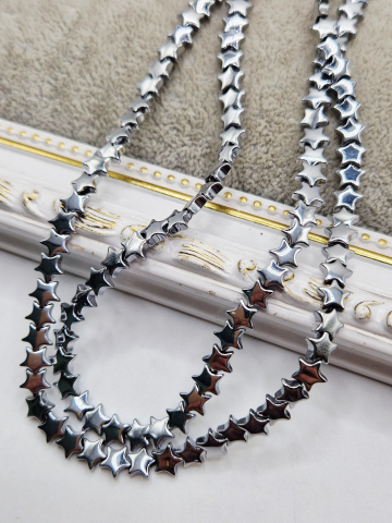 Hematit - Stea hematit argintie bombata 6mm