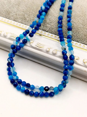 Agate - Agate albastre, fațetate 4mm - 1 buc