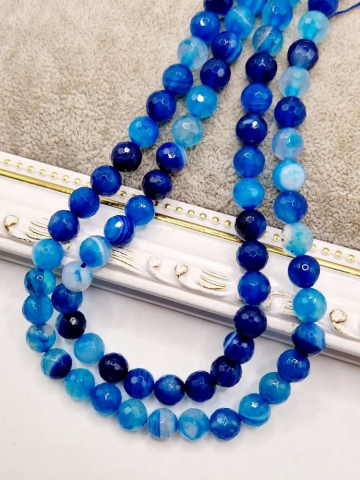 Agate - Agate albastre, fațetate de 8mm - 1 buc