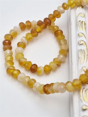 Agate - Agate rondele fațetate, galbene 6x4mm - 1 buc