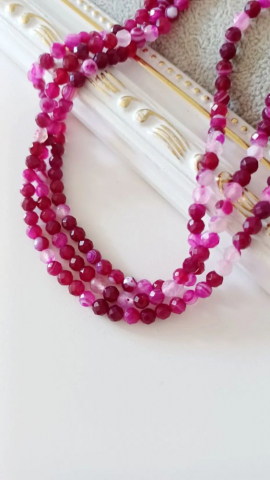 Agate - Agate roz, fațetate 4mm, cod agat4 - 1 buc