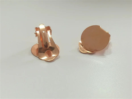 Aliaj aur roz - Bază cercei clips 13mm - 1 buc