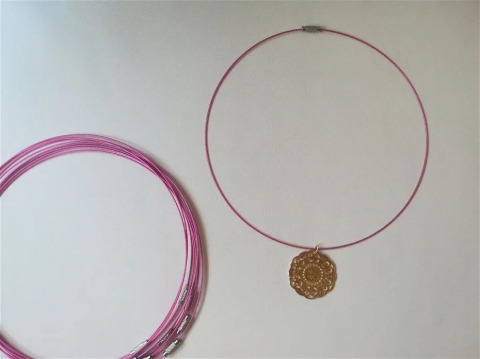 PANDANTIVE - Bază colier fix, roz închis - 1 buc