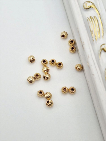 Aurite - Bile distantiere cu model 3mm, placat aur -1 buc