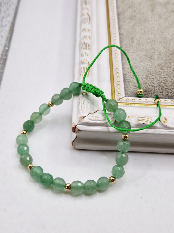 Brățări - Bratara reaglabila realizata din aventurin si sfere placate cu aur. Sfera 6mm.