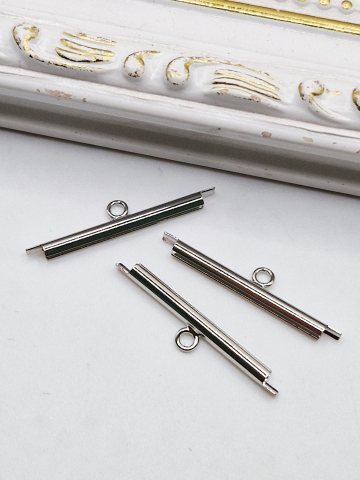 Accesorii - Capăt miyuki/toho slide tube argintiu 25mm