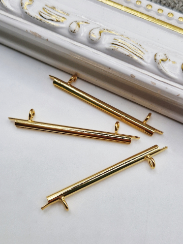 MIYUKI - Capăt miyuki/toho slide tube auriu 35mm - 2 buc