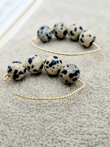 Cercei jasp dalmatian și aur [1]