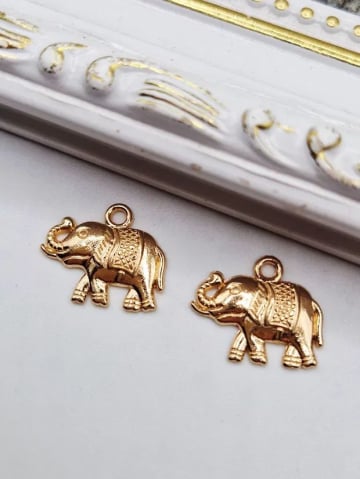 Aliaj auriu - Charm elefant auriu 18x15mm - 1 buc