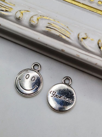 Aliaj argintiu deschis - Charm față veselă 12mm - 1 buc