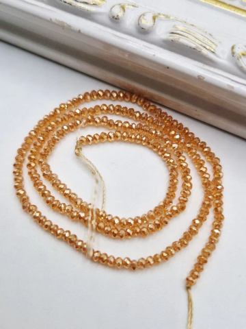 Cristale rondele 2mm - Cistale 2mm miere-auriu - șirag 18cm