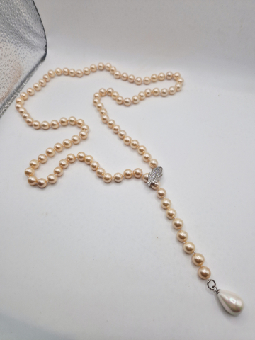 Coliere - Colier delicat și lung din Perle tip Mallorca ivory.
