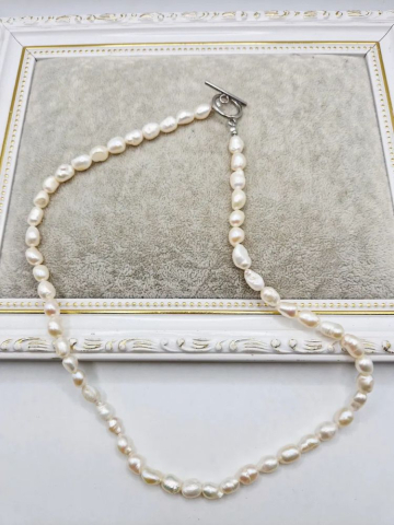 Colier | Perle baroc | Inox argintiu [1]