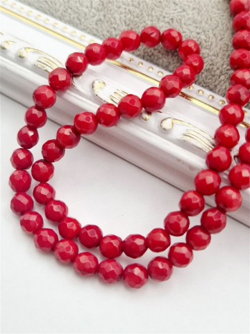 Coral - Coral roșu fațetat 6mm - 1buc