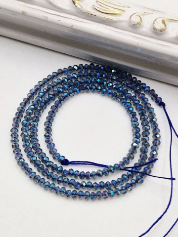 Cristale rondele 2mm - Cristale 2mm albastru safir- șirag scurt 18cm