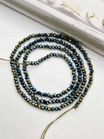 Cristale rondele 2mm - Cristale 2mm turcoaz - șirag scurt 18cm