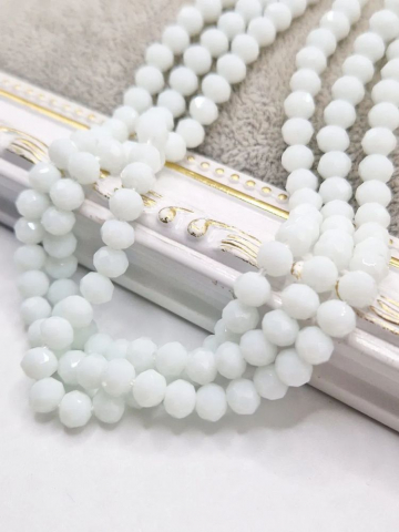 Cristale rondele 6x4 mm - Cristale alb opac 6x4mm - 1 buc