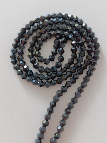 Cristale biconice - Cristale biconice, negre, 4mm - 1 buc