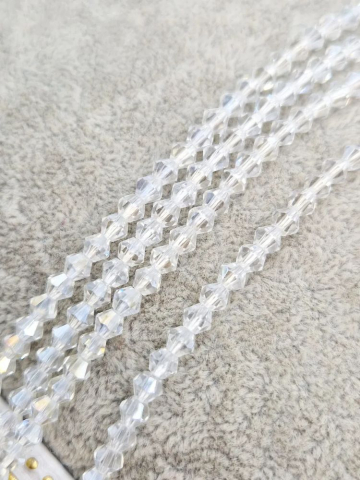 MĂRGELE - Mărgele biconice din cristal/sticlă transparente de 4mm - 1buc