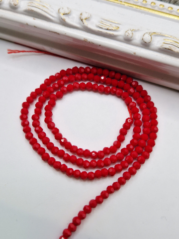 MĂRGELE - Cristale rondele 3mm rosu - 1 sir 20cm