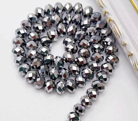 Cristale rondele 8x6 mm - Cristale rondele, argintii, 8x6mm - 1 buc