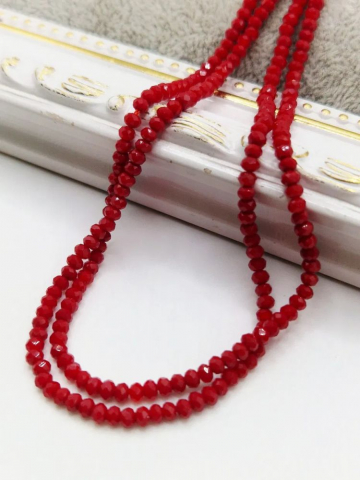 Cristale rondele 3mm - Cristale rondele fațetate roșu 3mm - 1buc