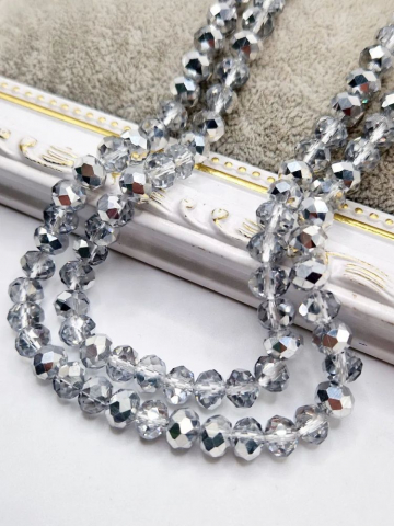 Cristale rondele 8x6 mm - Mărgele din cristal/sticlă gri-argintiu de 8x6mm - 1 buc
