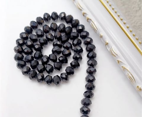 Cristale rondele 8x6 mm - Cristale rondele negre, 8x6mm - 1 buc