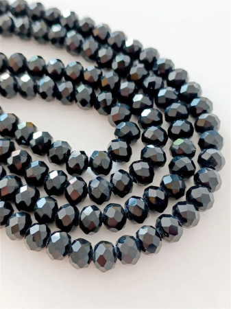 Cristale rondele 6x4 mm - Cristale rondele, negru, 6x4mm - 1 buc